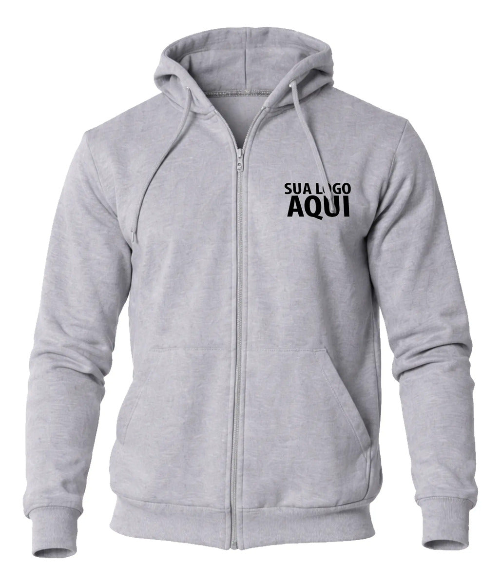 Moletom Canguru Personalizado Com Zíper Algodão Premium