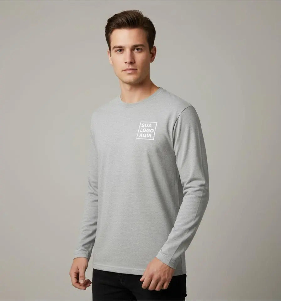 Camiseta Algodão Manga Longa Personalizada Com Sua Logo