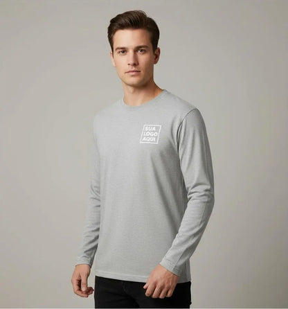 Camiseta Algodão Manga Longa Personalizada Com Sua Logo