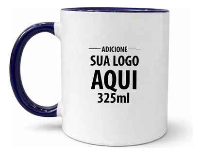 Caneca Alça Colorida Porcelana 325ml Personalizada Com Logo