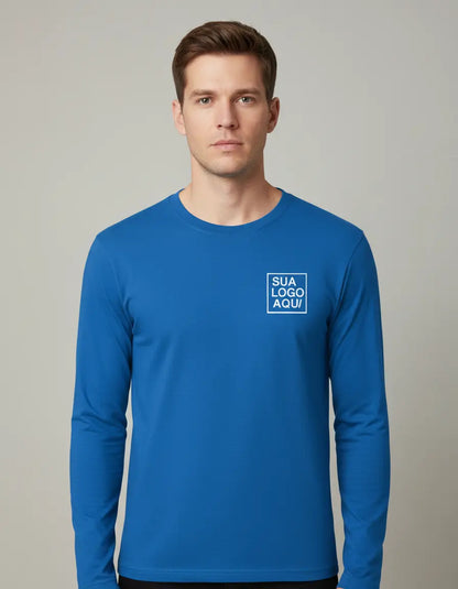 Camiseta Algodão Manga Longa Personalizada Com Sua Logo