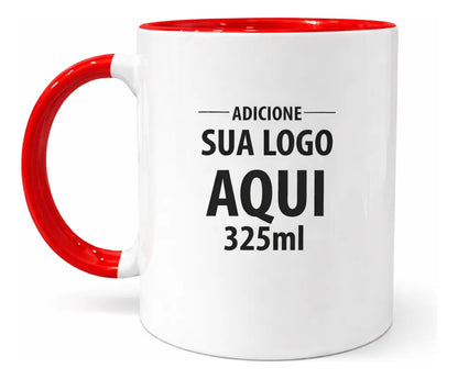 Caneca Alça Colorida Porcelana 325ml Personalizada Com Logo