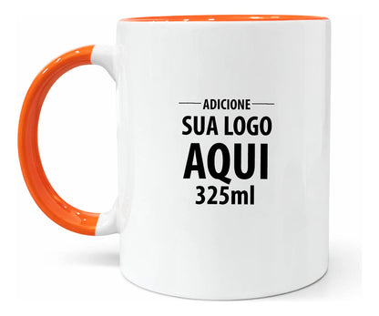 Caneca Alça Colorida Porcelana 325ml Personalizada Com Logo