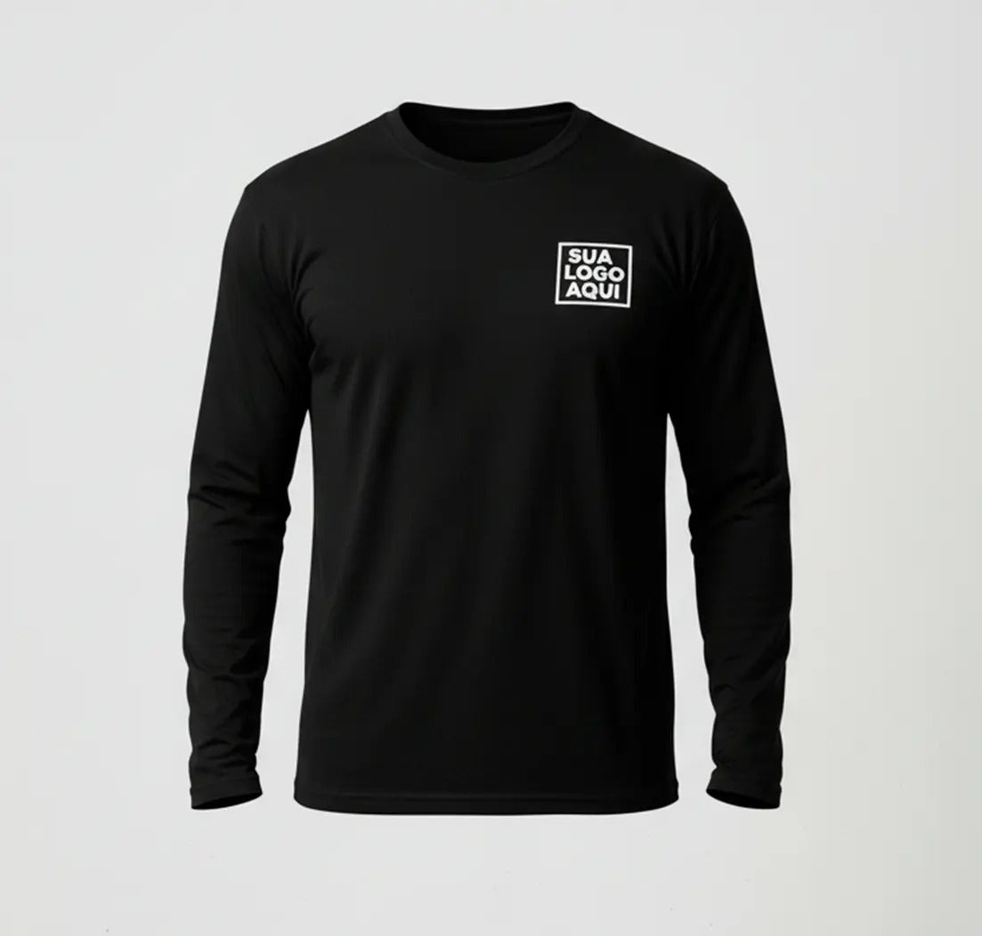 Camiseta Algodão Manga Longa Personalizada Com Sua Logo