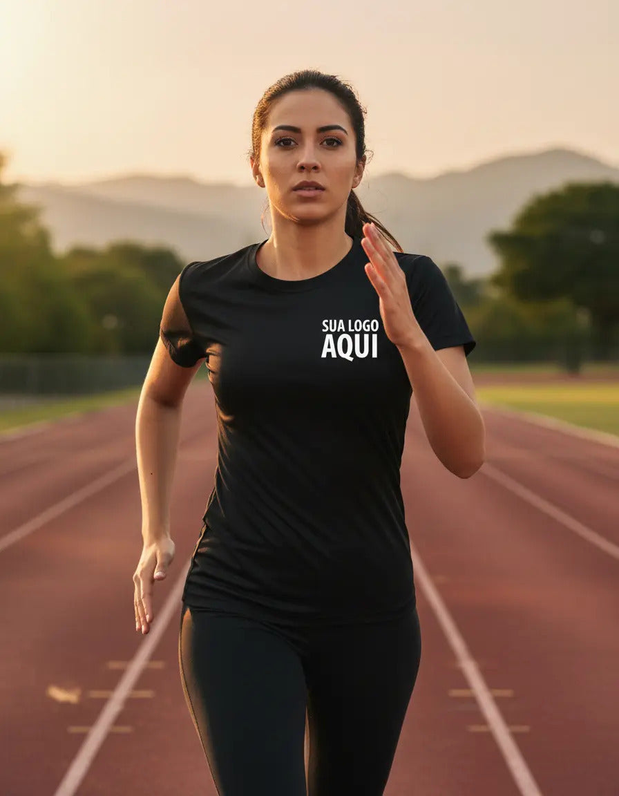 Camiseta Dryfit Baby Look Feminina Personalizada Sua Logo