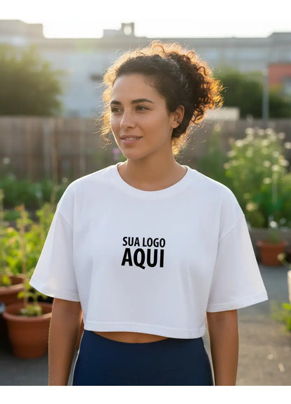 Cropped Oversized Feminino Personalizado Com Sua Logo