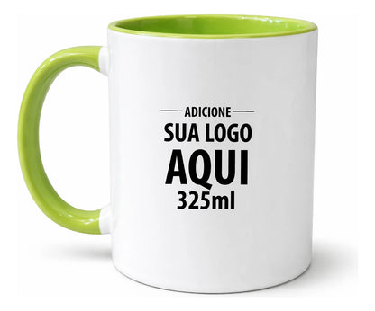 Caneca Alça Colorida Porcelana 325ml Personalizada Com Logo