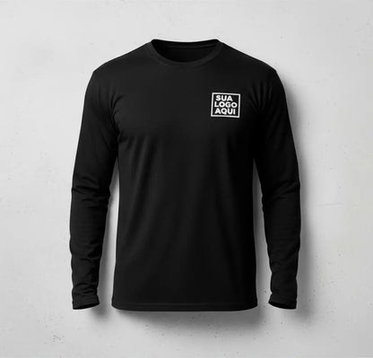 Camiseta Algodão Manga Longa Personalizada Com Sua Logo