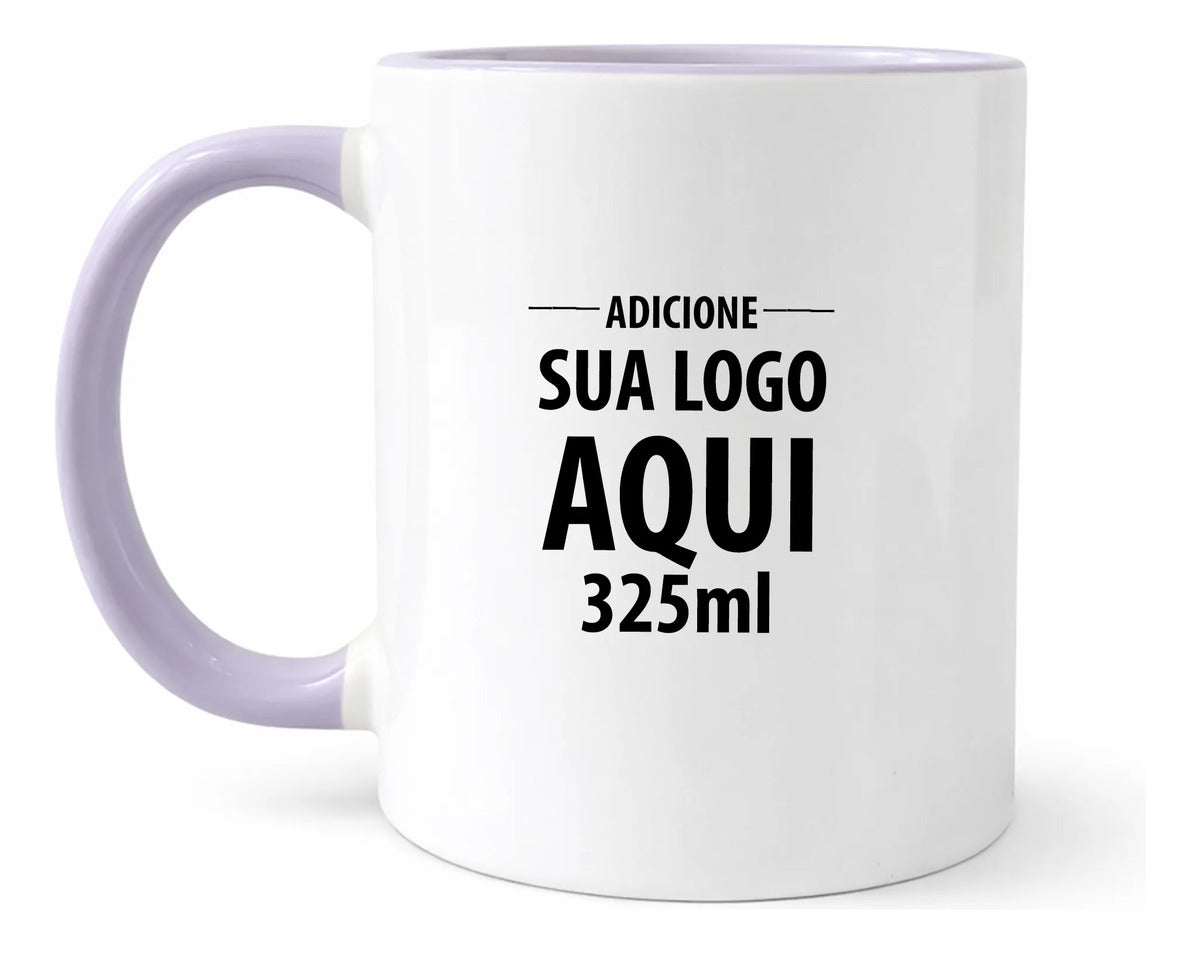 Caneca Alça Colorida Porcelana 325ml Personalizada Com Logo