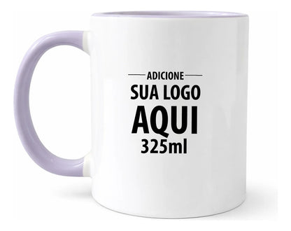 Caneca Alça Colorida Porcelana 325ml Personalizada Com Logo