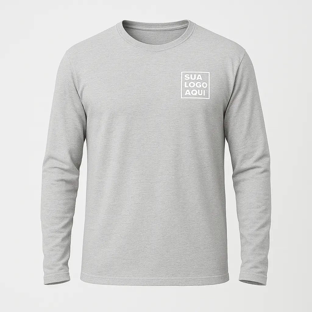 Camiseta Algodão Manga Longa Personalizada Com Sua Logo