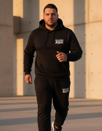 Conjunto Moletom Personalizado Masculino Plus Size Com Capuz
