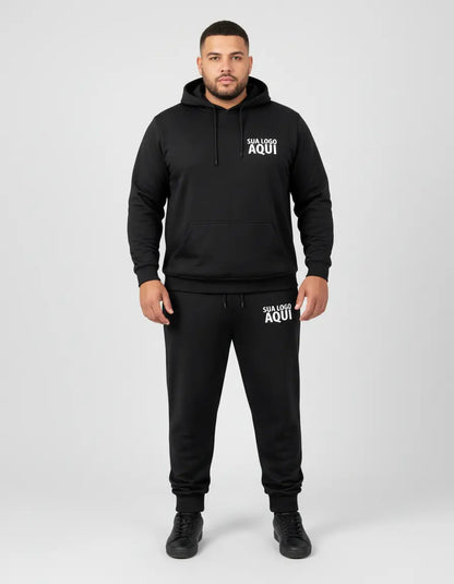 Conjunto Moletom Personalizado Masculino Plus Size Com Capuz