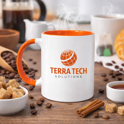Caneca Alça Colorida Porcelana 325ml Personalizada Com Logo