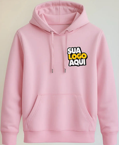 Moletom Rosa Personalizado Logo Dtf Premium Uniforme Empresa