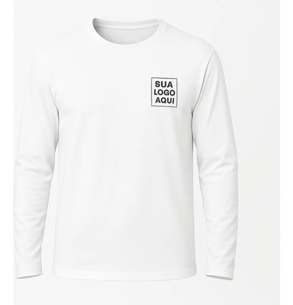 Camiseta Algodão Manga Longa Personalizada Com Sua Logo