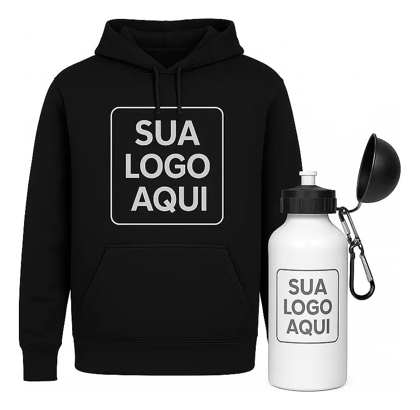 Kit Personalizado Moletom + Squeeze | Brinde Com Sua Logo