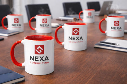 Caneca Alça Colorida Porcelana 325ml Personalizada Com Logo