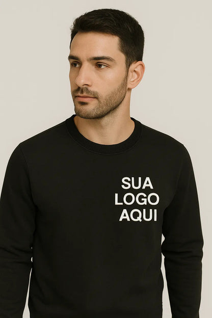Blusa Moletom Careca Lisa Premium Slim Unissex Algodão Macio