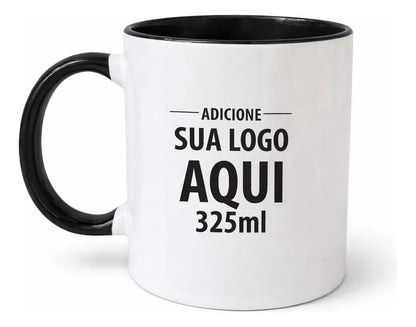 Caneca Alça Colorida Porcelana 325ml Personalizada Com Logo