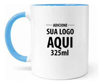 Caneca Alça Colorida Porcelana 325ml Personalizada Com Logo
