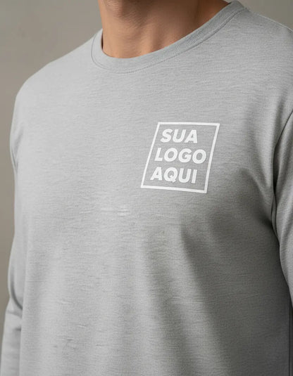 Camiseta Algodão Manga Longa Personalizada Com Sua Logo