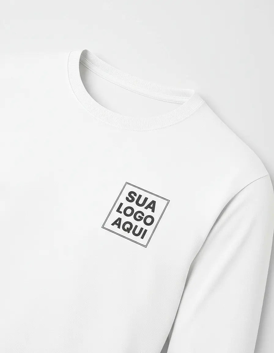 Camiseta Algodão Manga Longa Personalizada Com Sua Logo