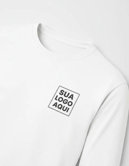 Camiseta Algodão Manga Longa Personalizada Com Sua Logo