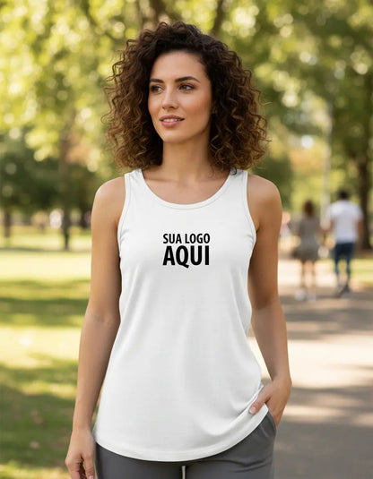 Regata Básica Feminina Personalizada Sua Logo Algodão