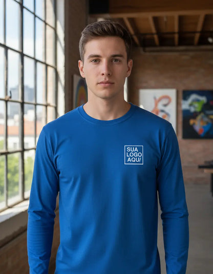Camiseta Algodão Manga Longa Personalizada Com Sua Logo