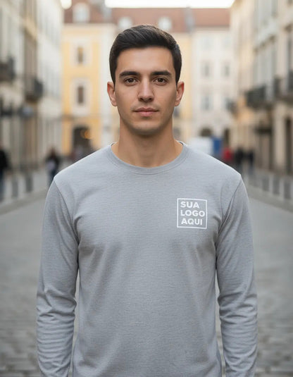 Camiseta Algodão Manga Longa Personalizada Com Sua Logo