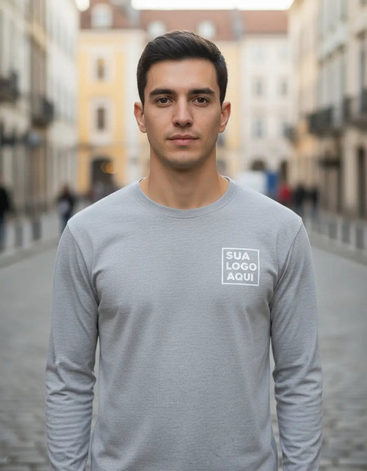 Camiseta Algodão Manga Longa Personalizada Com Sua Logo