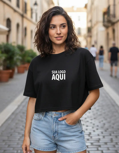 Cropped Oversized Feminino Personalizado Com Sua Logo