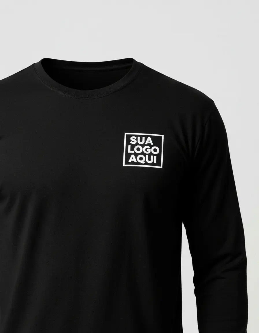 Camiseta Algodão Manga Longa Personalizada Com Sua Logo