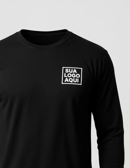 Camiseta Algodão Manga Longa Personalizada Com Sua Logo