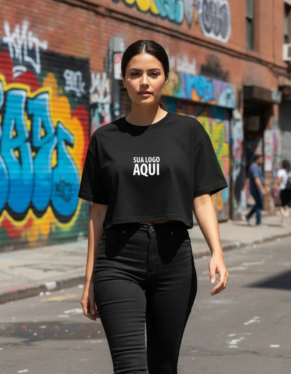 Cropped Oversized Feminino Personalizado Com Sua Logo