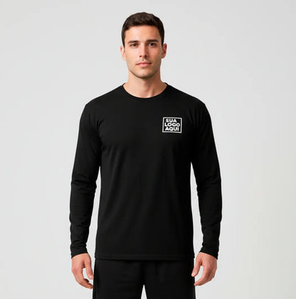 Camiseta Algodão Manga Longa Personalizada Com Sua Logo