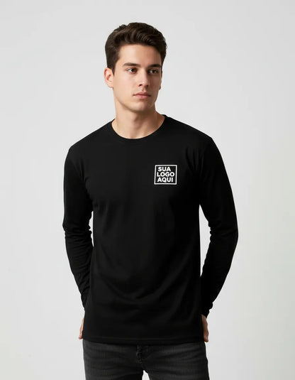 Camiseta Algodão Manga Longa Personalizada Com Sua Logo